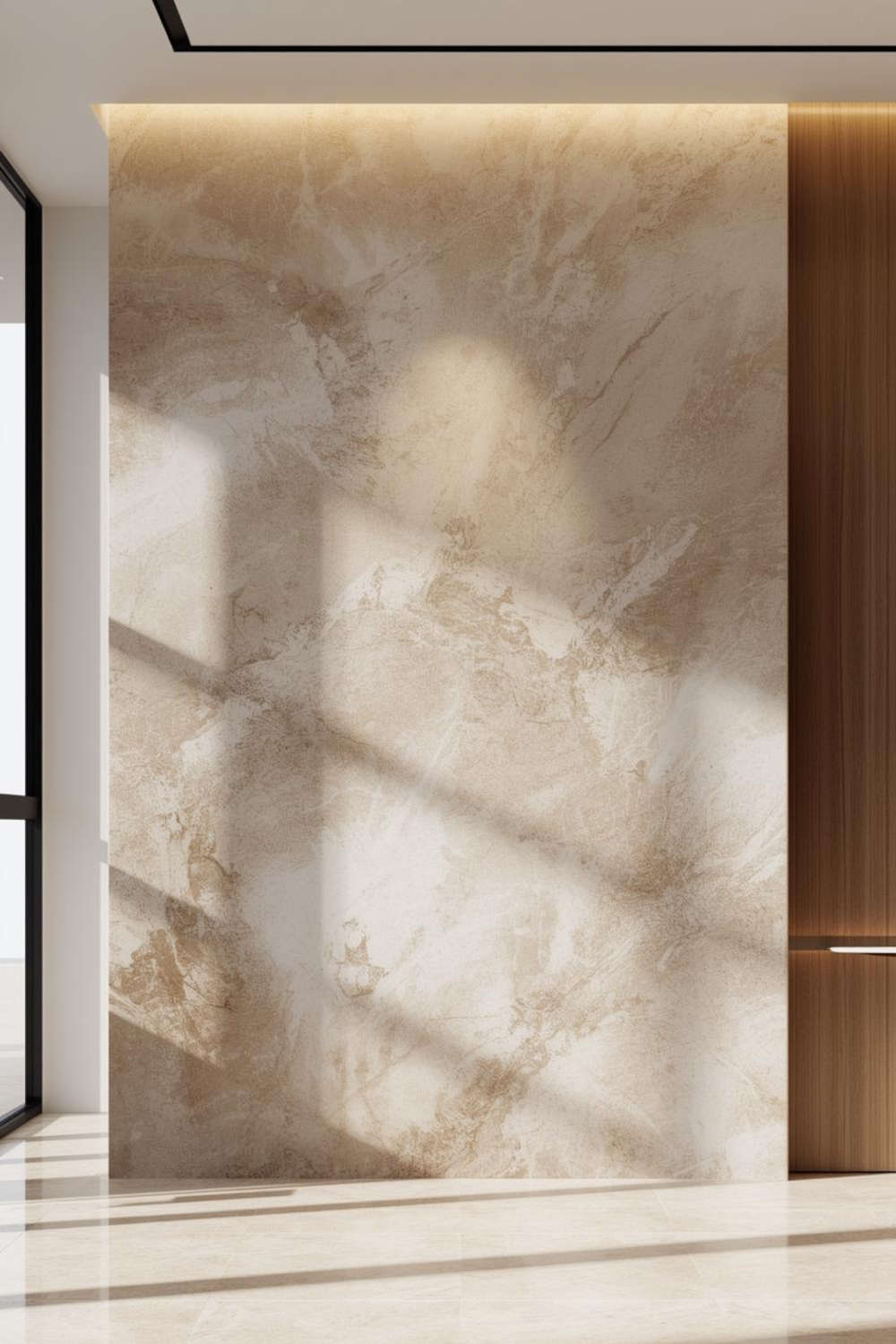 Просторен хол с венецианска мазилка