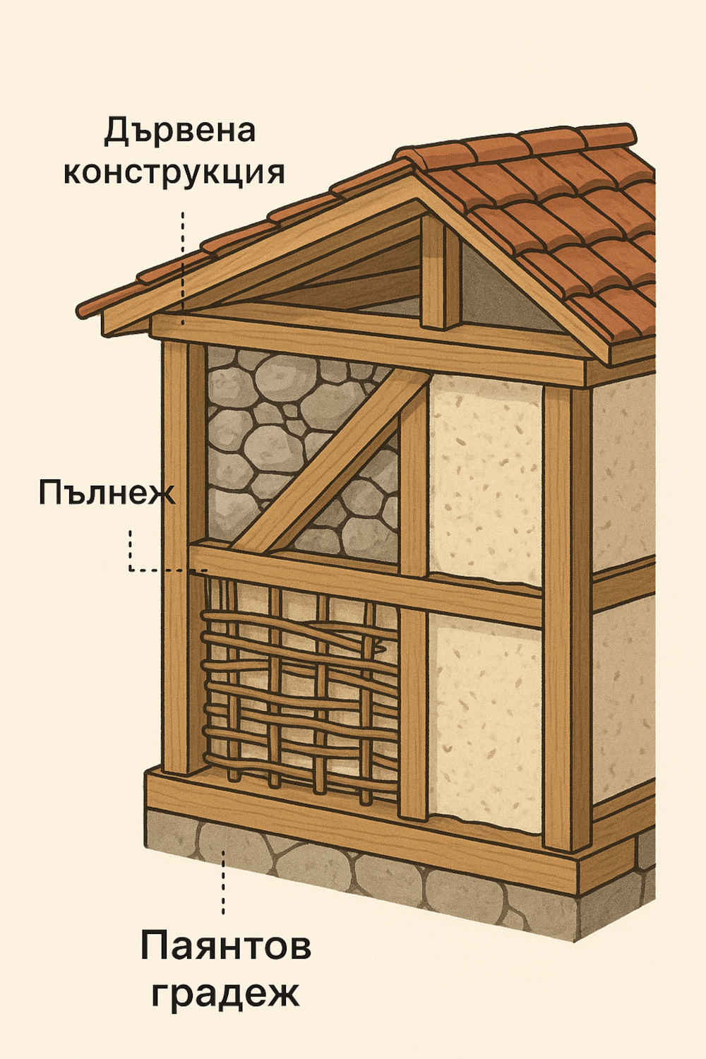 схема на паянтов градеж и каменна зидария
