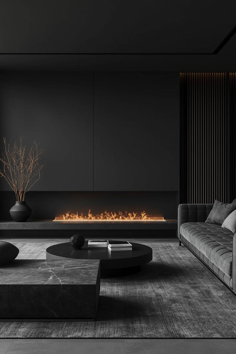 модерен минималистичен интериор в черно на хол