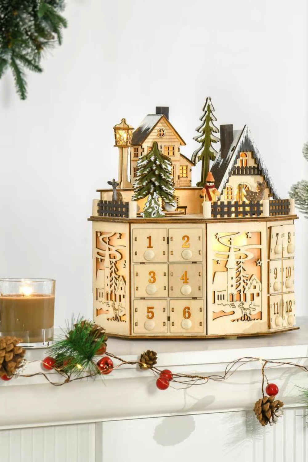 Адвент Календар дървен за пълнене