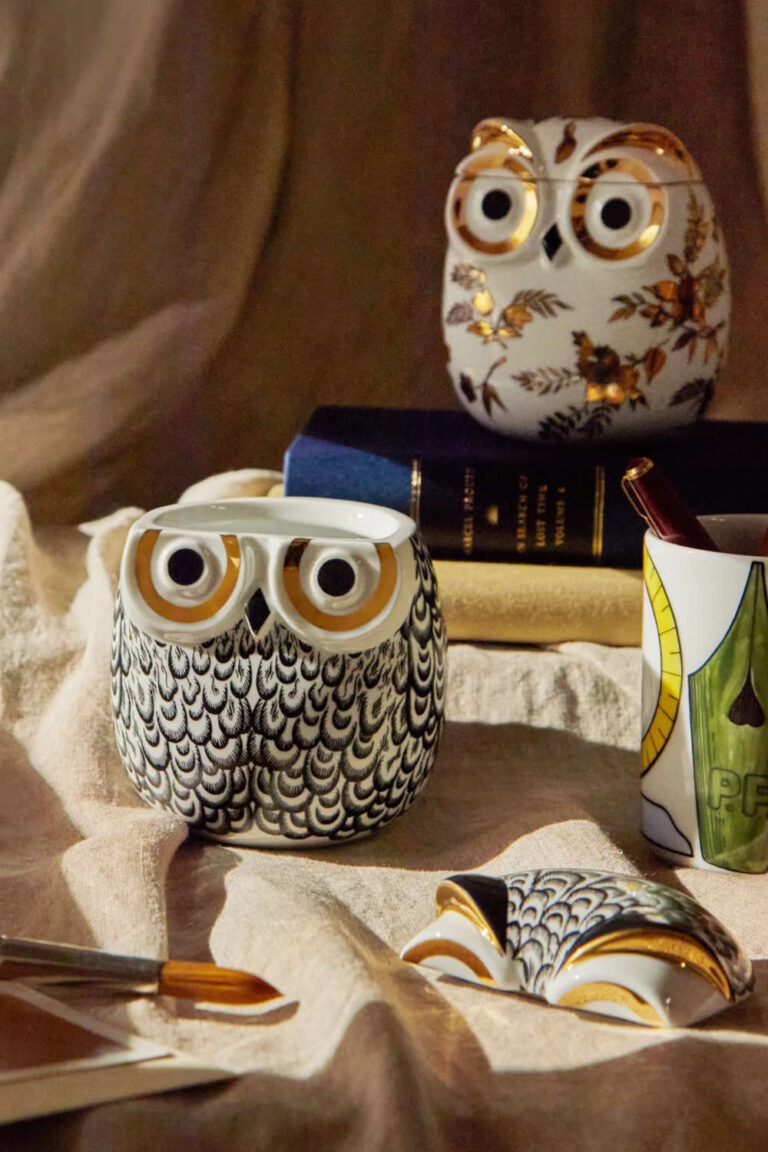 Ръчно изработен порцеланов буркан сова
