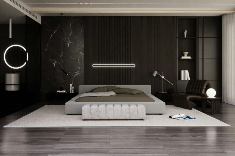 минималистичен интериор модерно жилище в черно