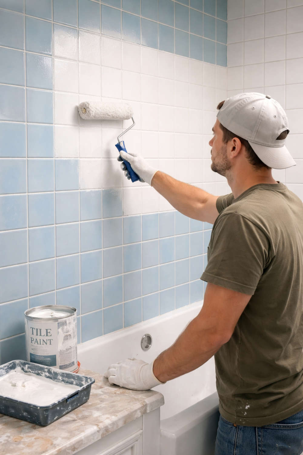 Боядисване на плочки при ремонт на баня без къртене